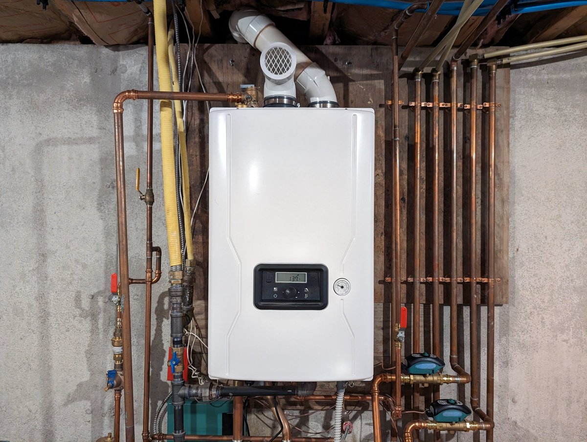 Modern tankless water heater installation